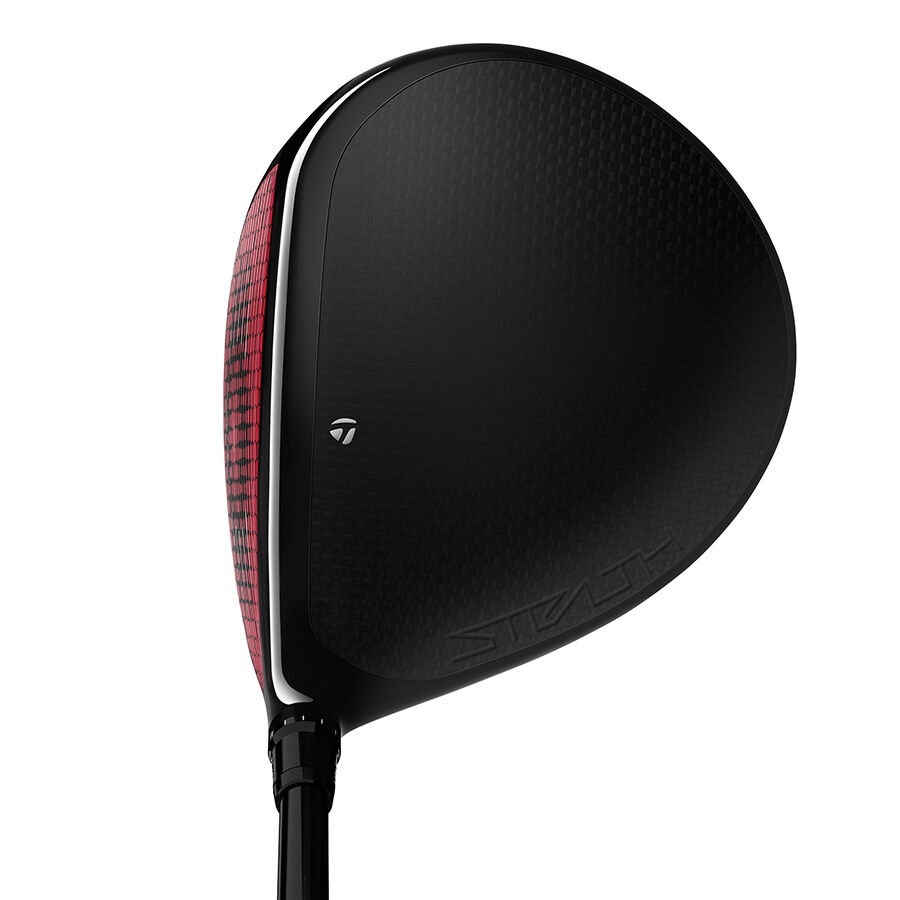 TaylorMade Stealth driver, face angle showing carbon crown texture